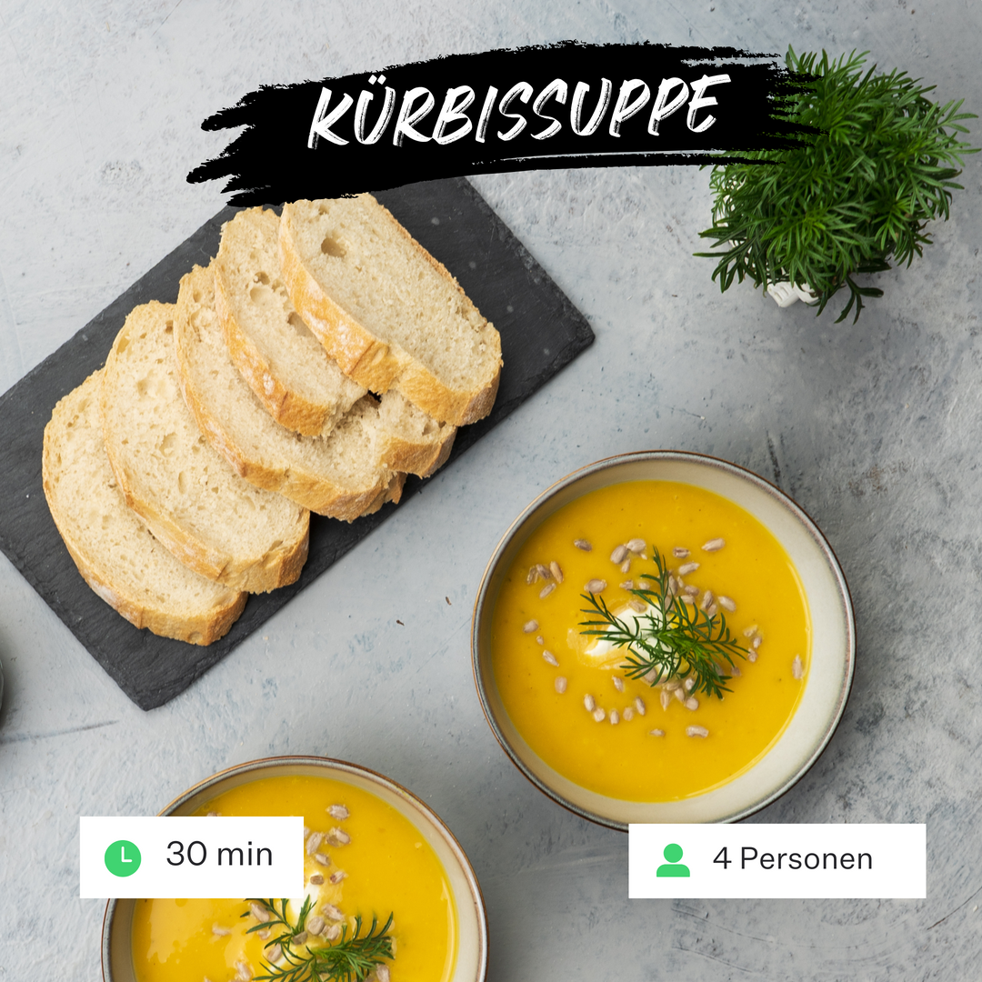 Kürbissuppe mit Lakritz-Tagetes